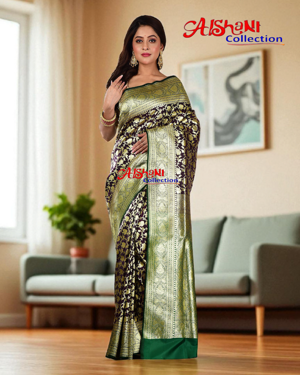 Woven Banarasi Silk Wedding Saree with Blouse Piece