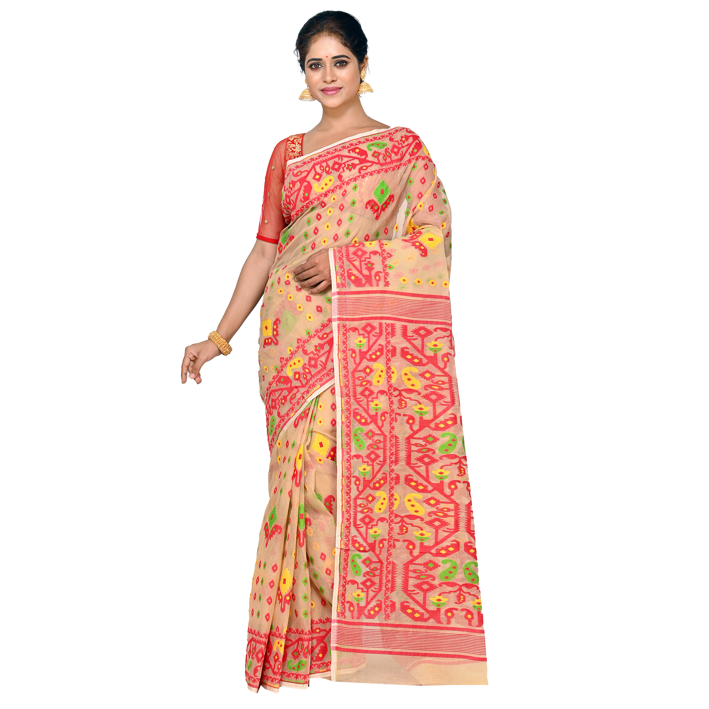 Buy BENGAL HANDLOOM Exclusive Women's Cotton Silk Soft Dhakai Jamdani Sarees  Online at Best Prices in India - JioMart.