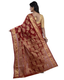 Woven Pure Cotton Resham silk Dhakai Jamdani Women’s Saree (Maron)