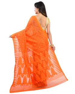 Woven Cotton Silk Soft Minakari Dhakai Jamdani Saree. (Orange
