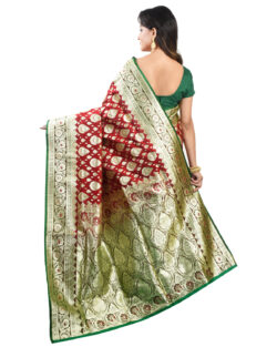 Woven Katan Silk Banarasi Wedding Saree with Bp (Maroon,Green)