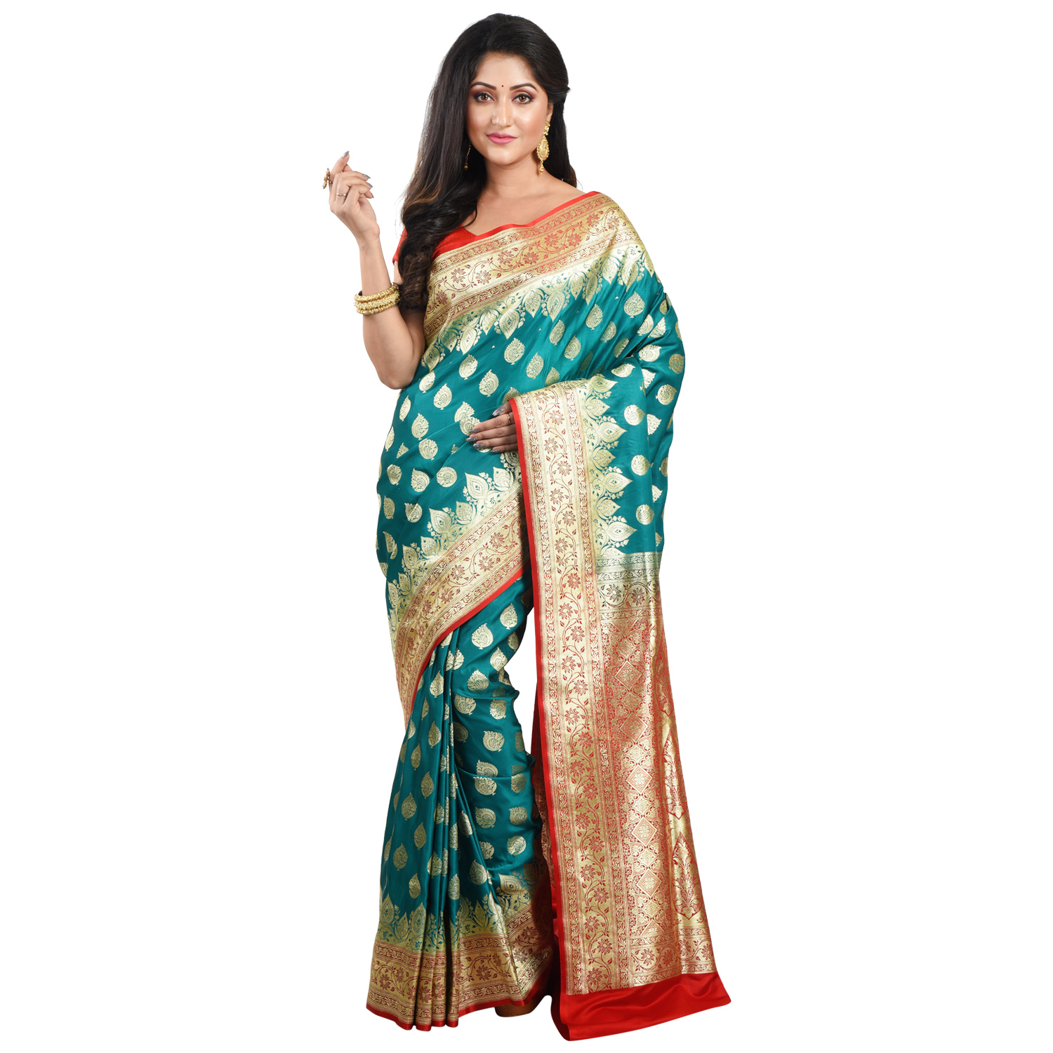 Buy Leelipeeri Designer Women Green, Red Silk Blend Banarasi Saree Online  at Best Prices in India - JioMart.