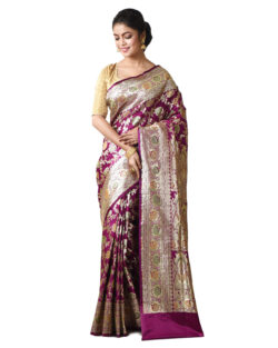 Woven Pure Katan Silk Minakari Banarasi Wedding Saree with Bp (Purplle)