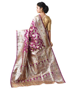 Woven Pure Katan Silk Minakari Banarasi Wedding Saree with Bp (Purplle)