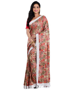 Aishani Collection Sequine Work Latest Desiner Festive Silk Saree with bp Saree with bp (Beige, Multicolor)