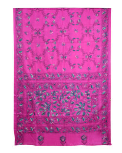 Aishani Collection Hand Embroidered Kantha Stitch Silk Saree for Women with bp (Pink)