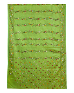 Aishani Collection Hand Embroidered Kantha Stitch Silk Saree for Women with bp (Light Green)