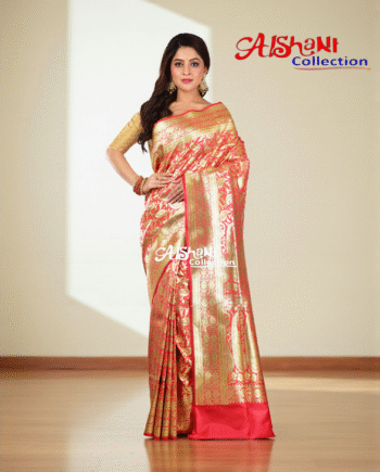 Banarasi Silk Fancy Wedding Saree with Blouse Piece – Aishani Collection (Orange)