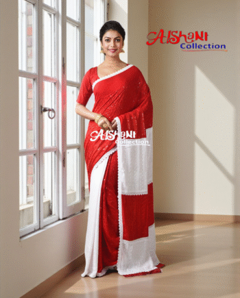 🌸 Elegant Sequins Work Chikankari Hakoba Cotton Saree with Lace Border & Blouse Piece – Party, Festive & Casual Wear