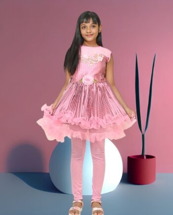 Aishani Collection Girls’ Party Wear Fancy Frock with Leggings