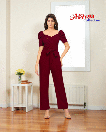 Aishani Collection – Elegant Maroon Power Jumpsuit