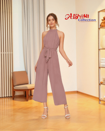 High-Neck Sleeveless Jumpsuit with Waist Tie – Aishani Collection
