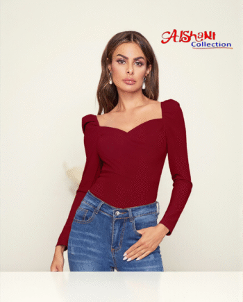 Elegant Maroon Sweetheart Neck Top for Girls & Women – Stretch Fit | Aishani Collection