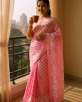 🌸 Woven Cotton Silk Dhakai Jamdani Saree Without Blouse Piece | Lightweight | Zari Work | Paisley & Floral Karat Weave | Traditional Festive & Partywear Saree  (WHITE & RED)