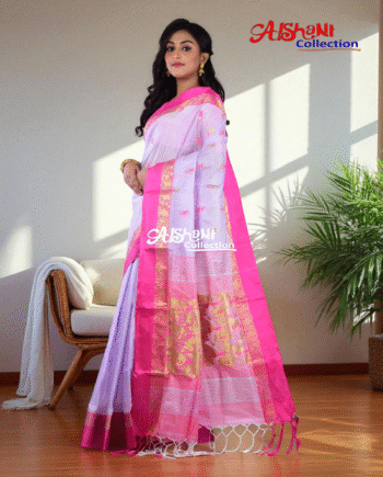 Tussar Silk Handloom Saree for Women by Aishani Collection | Rich Minakari Work | Lightweight Ethnic Wear (Purple & Pink)