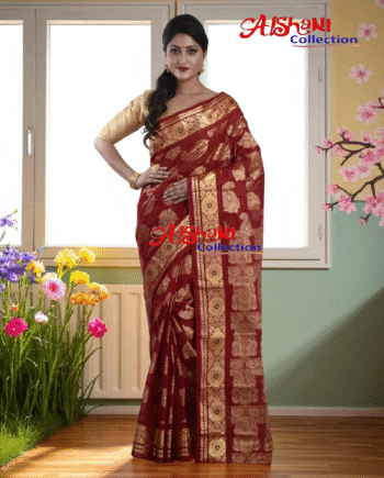 ✨ Cotton Zari & Minakari Saree – Lightweight Elegance in Traditional Ethnicwear (Maroon)