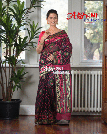 Woven Cotton Silk Dhakai Jamdani Saree Without Blouse Piece | Zari Work Bird Motif | Lightweight Traditional Saree| (Blue)