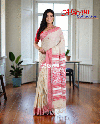 Woven Mercerised Cotton Baluchari Saree with Multicolor Thread Work & Blouse | Traditional Handloom Festive Saree