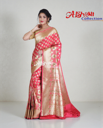 Pure Katan Silk Banarasi Wedding Saree with All-Over Minakari Zari Weave | Bridal Banarasi Silk Saree with Blouse Piece | Aishani Collection