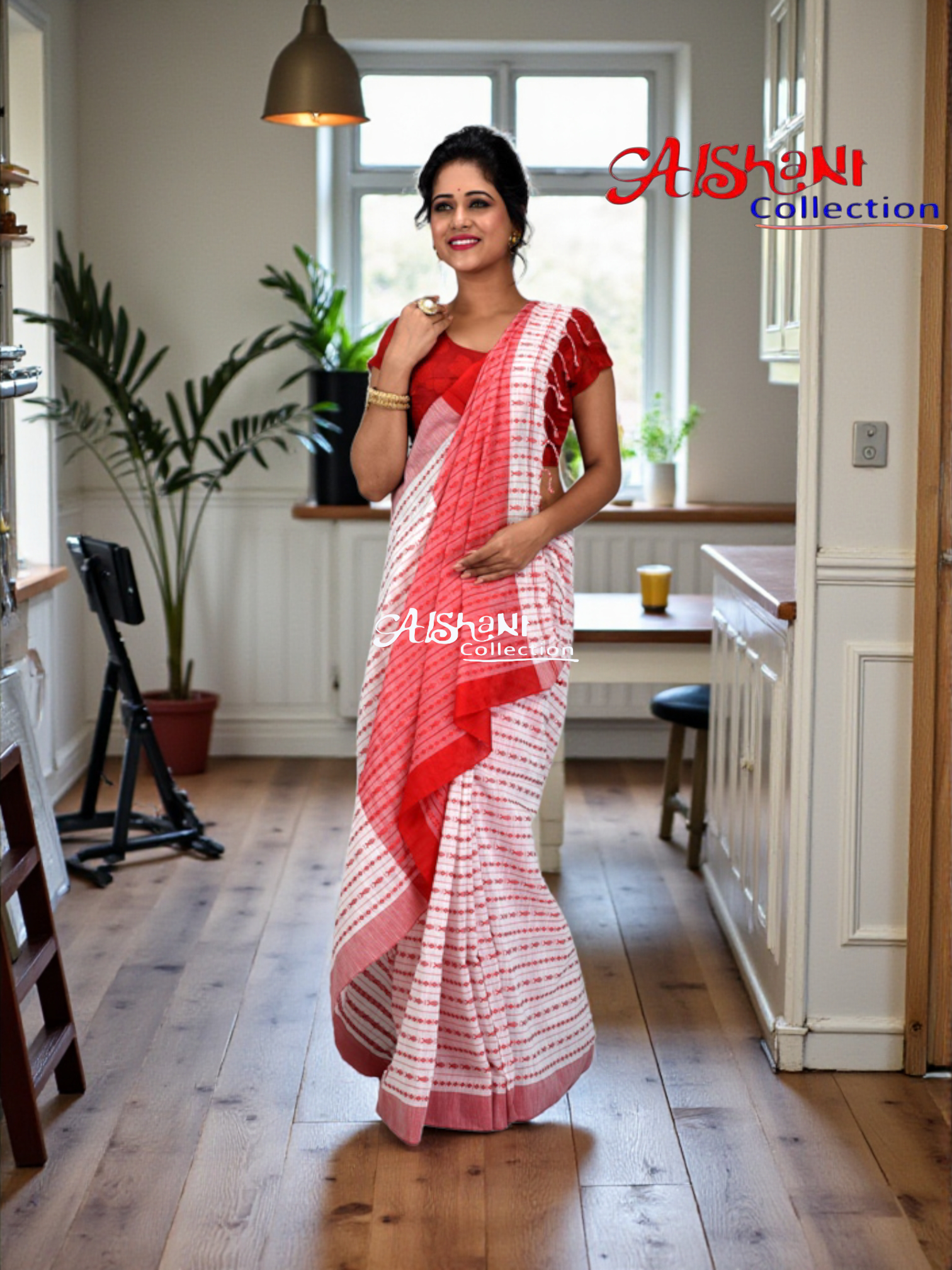 Pure Cotton Khandi Cotton Saree with Blouse Piece – Lightweight, Handloom-Style Soft Saree for Daily Wear & Festive Elegance