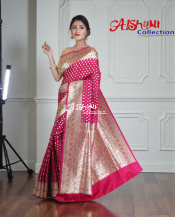 Pure Katan Silk Banarasi Wedding Saree with All-Over Minakari Zari Weave | Bridal Banarasi Silk Saree with Blouse Piece | Aishani Collection