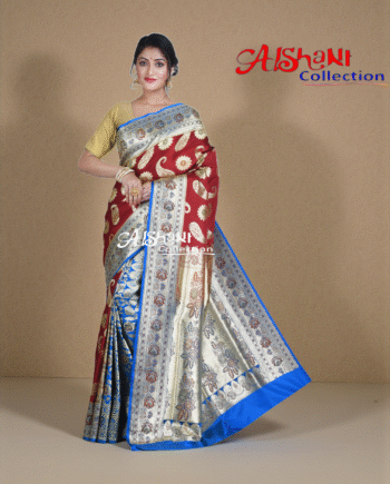 Pure Katan Silk Banarasi Wedding Saree with All-Over Minakari Zari Weave | Bridal Banarasi Silk Saree with Blouse Piece | Aishani Collection