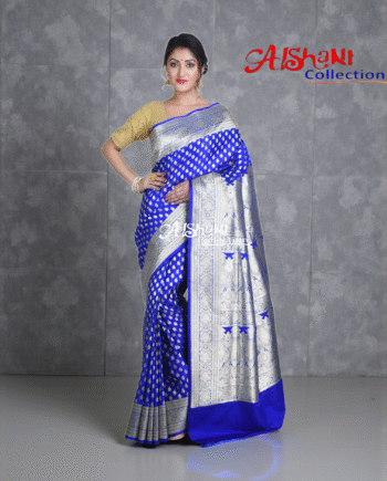 Pure Katan Silk Banarasi Wedding Saree with All-Over Minakari Zari Weave | Bridal Banarasi Silk Saree with Blouse Piece | Aishani Collection