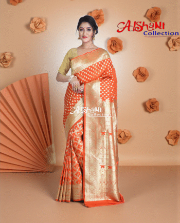 Pure Katan Silk Banarasi Wedding Saree with All-Over Minakari Zari Weave | Bridal Banarasi Silk Saree with Blouse Piece | Aishani Collection