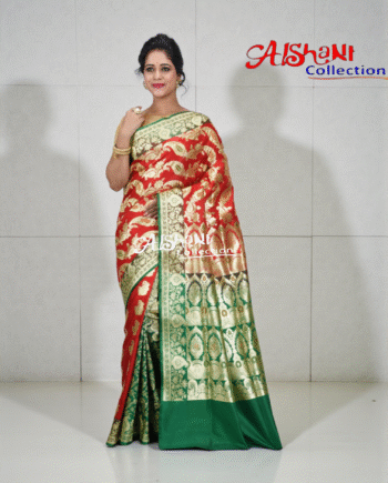 Pure Katan Silk Banarasi Wedding Saree with All-Over Minakari Zari Weave | Bridal Banarasi Silk Saree with Blouse Piece | Aishani Collection