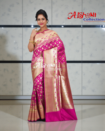 Pure Katan Silk Banarasi Wedding Saree with All-Over Minakari Zari Weave | Bridal Banarasi Silk Saree with Blouse Piece | Aishani Collection