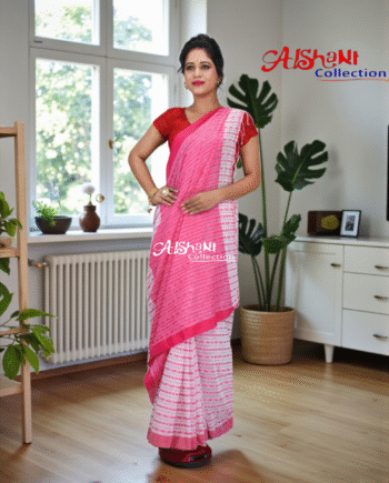 Pure Cotton Khandi Cotton Saree with Blouse Piece – Lightweight, Handloom-Style Soft Saree for Daily Wear & Festive Elegance