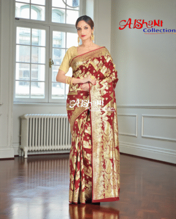 Pure Katan Silk Banarasi Wedding Saree with All-Over Minakari Zari Weave | Bridal Banarasi Silk Saree with Blouse Piece | Aishani Collection