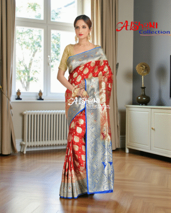Pure Katan Silk Banarasi Wedding Saree with All-Over Minakari Zari Weave | Bridal Banarasi Silk Saree with Blouse Piece | Aishani Collection