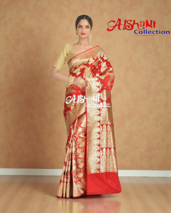 Pure Katan Silk Banarasi Wedding Saree with All-Over Minakari Zari Weave | Bridal Banarasi Silk Saree with Blouse Piece | Aishani Collection