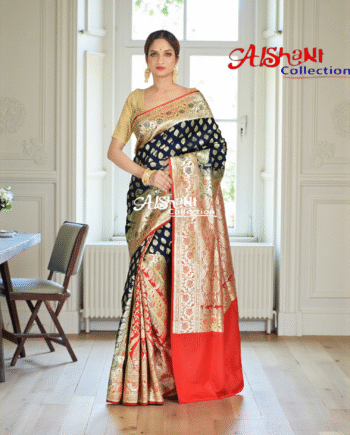 Pure Katan Silk Banarasi Wedding Saree with All-Over Minakari Zari Weave | Bridal Banarasi Silk Saree with Blouse Piece | Aishani Collection