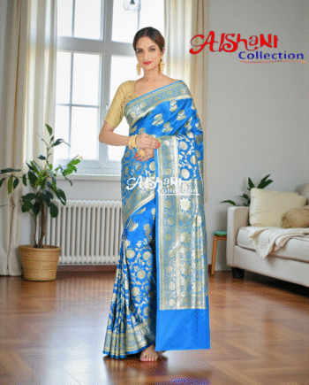 Pure Katan Silk Banarasi Wedding Saree with All-Over Minakari Zari Weave | Bridal Banarasi Silk Saree with Blouse Piece | Aishani Collection