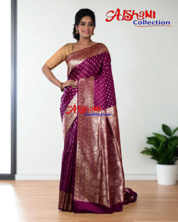 Pure Katan Silk Banarasi Minakari Saree with Blouse Piece | Heavy Golden/Silver Zari Work | Bridal Wedding Saree | Festive & Partywear | Aishani Collection