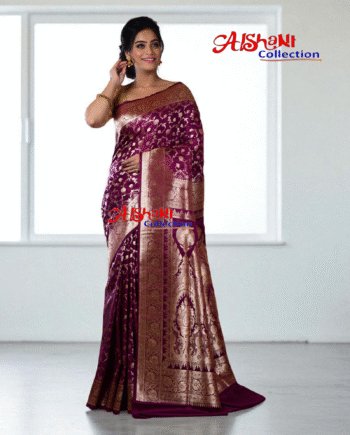 Pure Katan Silk Banarasi Minakari Saree with Blouse Piece | Heavy Golden/Silver Zari Work | Bridal Wedding Saree | Festive & Partywear | Aishani Collection