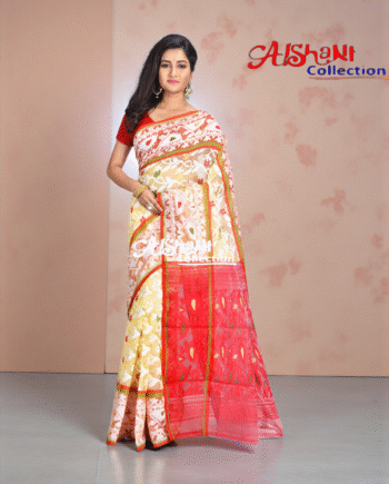 Soft Cotton Silk Dhakai Jamdani Saree Lightweight Woven Ethnic Saree for Party Casual Daily & Festive Wear | Aishani Collection