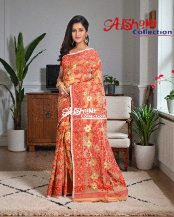 Soft Cotton Silk Dhakai Jamdani Saree Lightweight Woven Ethnic Saree for Party Casual Daily & Festive Wear | Aishani Collection